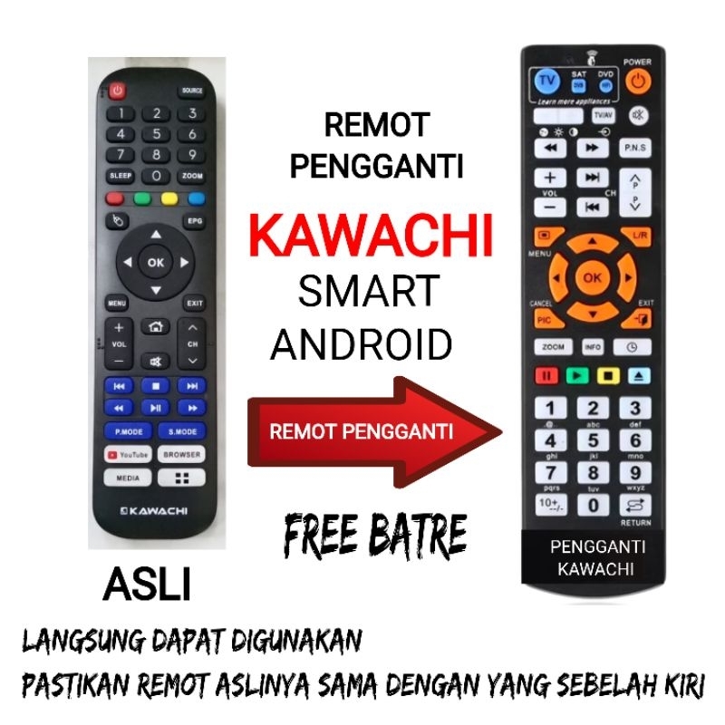 REMOT PENGGANTI REMOT TV ADVANCE / KAWACHI SMART ANDROID L336