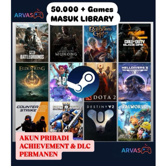 50.000 + GAME STEAM MAIN DI AKUN STEAM PRIBADI ANDA