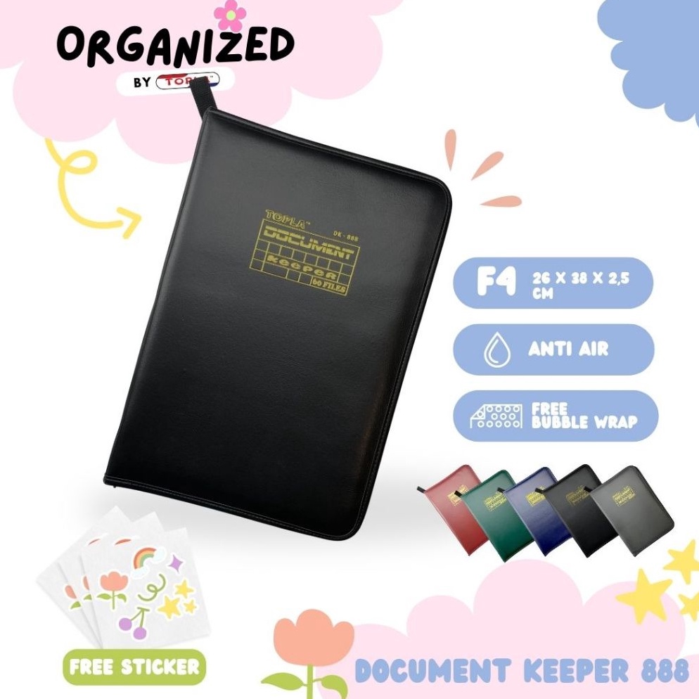 

KODE E67W Topla Map Dokumen Keeper kulit folder file organizer kertas berkas resleting ukuran folio anti air