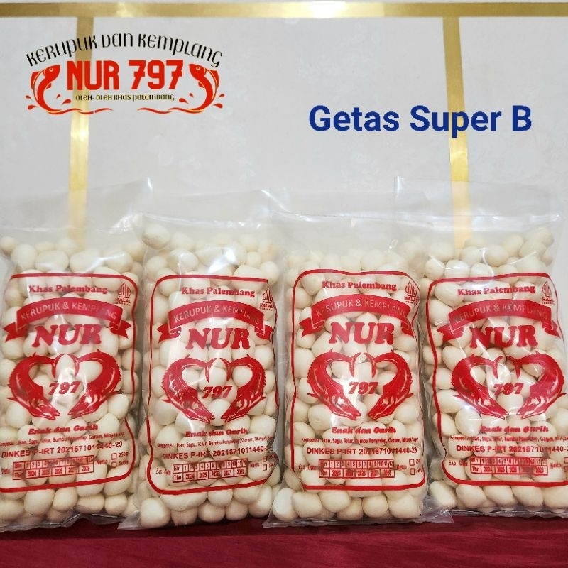 

GETAS SUPER 250gr 500gr 1000gr kretek ikan tenggiri kerupuk kemplang NUR 797 khas PALEMBANG asli