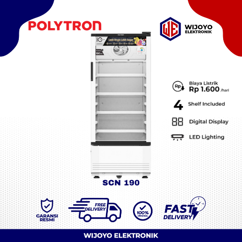 SHOWCASE POLYTRON SCN 190 4 RAK COOLER KULKAS LOW WATT