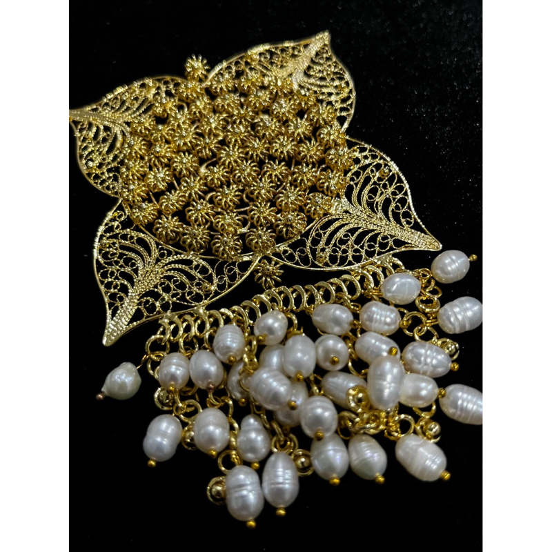 Weningrum Medium Brooch - Bros Kebaya | Bros Etnik | Bros Tembaga Lapis Emas