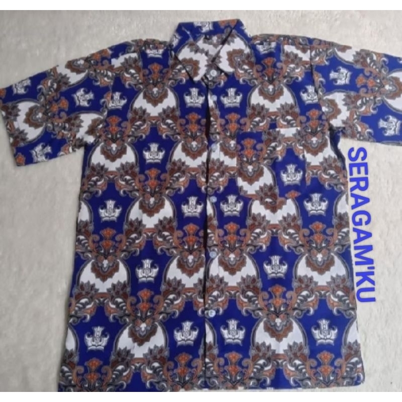 Cuci Gudang  Batik Smp Negeri/Batik Smp Nasional/Baju Batik Smp Motif Sriwedari Biru/Batik Smp