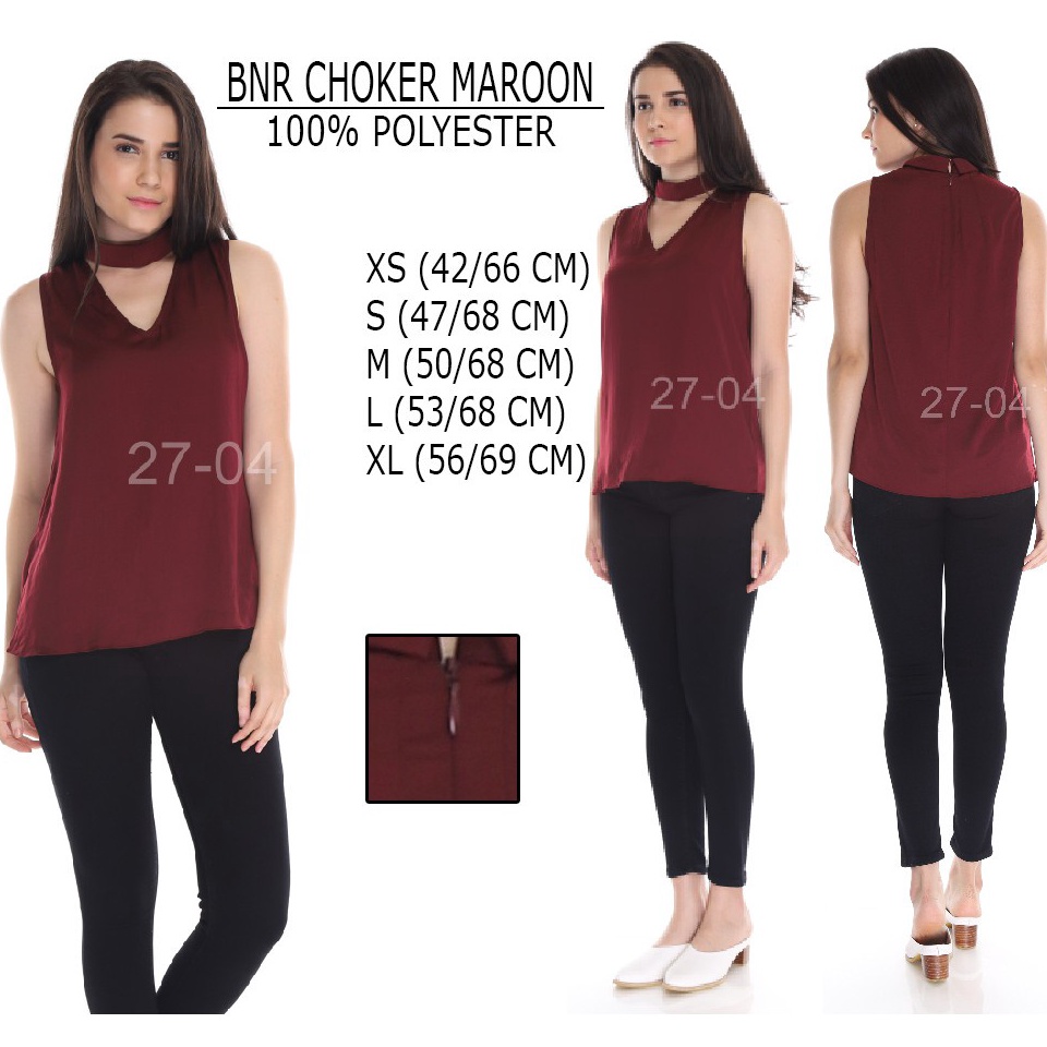 Blouse Wanita Tanpa Lengan BNR CHOKER MAROON KODE I1S8