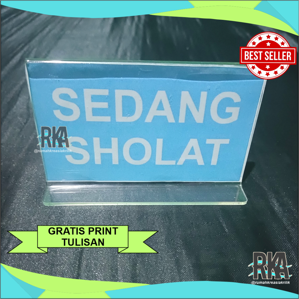 

RKA STAND MEJA INFORMASI AKRILIK SEDANG SHOLAT/ISTIRAHAT/KASIR/OPEN OR CLOSED TYPE T LANDSCAPE