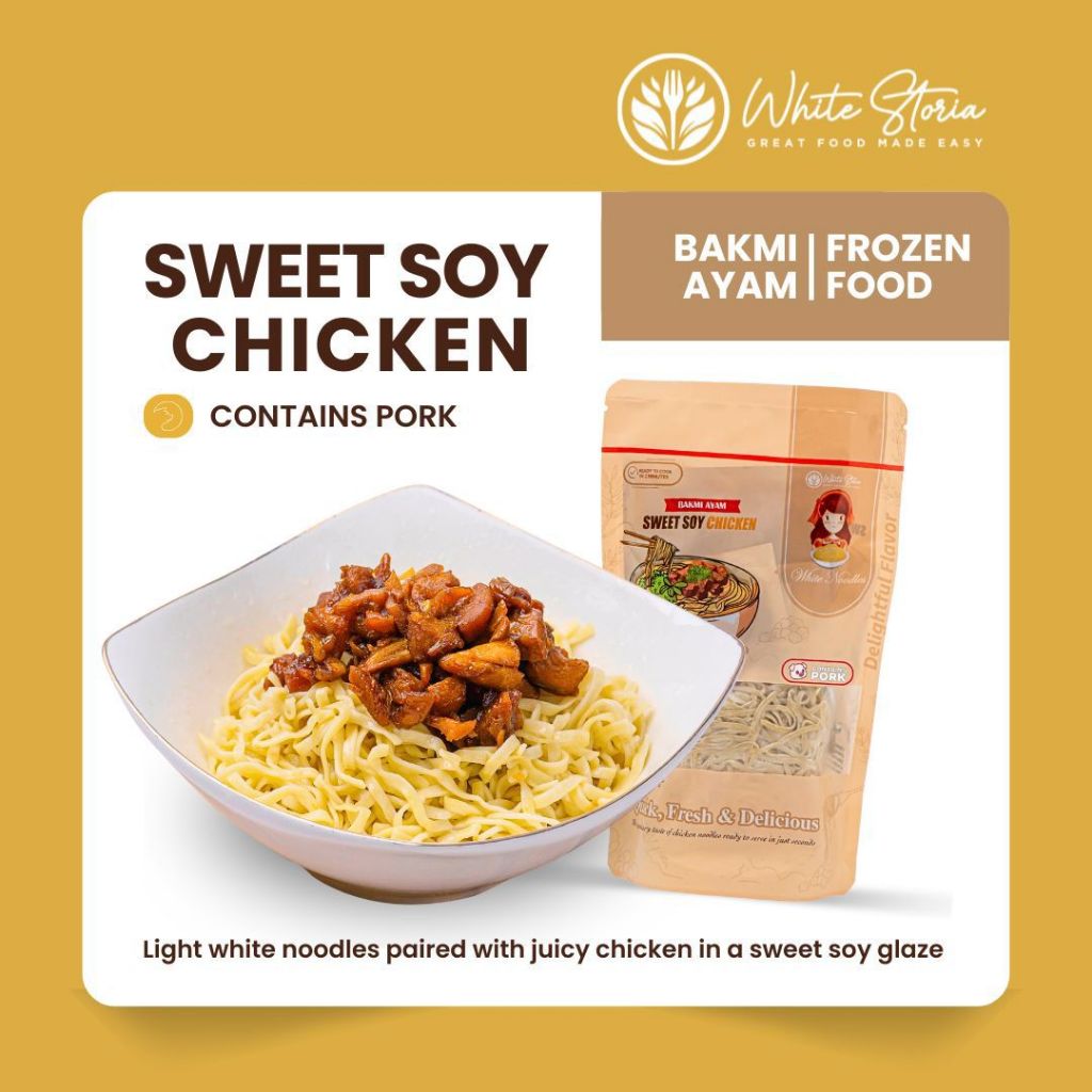 

WHITE STORIA - Bakmi Ayam Frozen Premium - White Noodles Sweet Soy Chicken - CONTAINS PORK