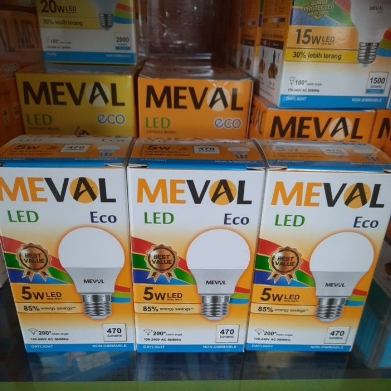 lampu meval 5watt bulat.