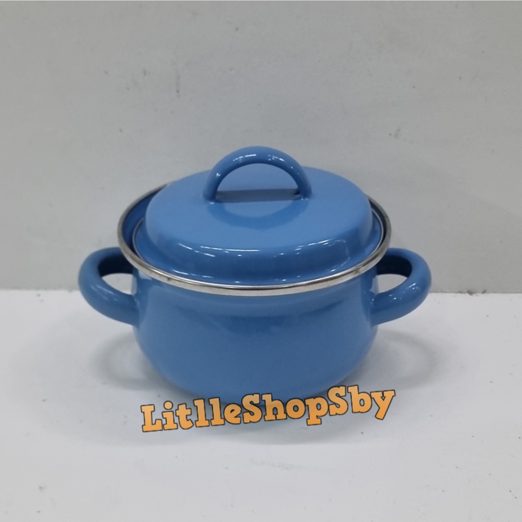 Panci Enamel Kecil Minipot 12cm Biru Muda