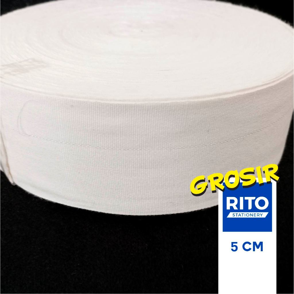 

[RITO GROSIR] Pita Label Katun Polos Halus Lembut Cotton Premium Roll 50 yard Ukuran 5 cm