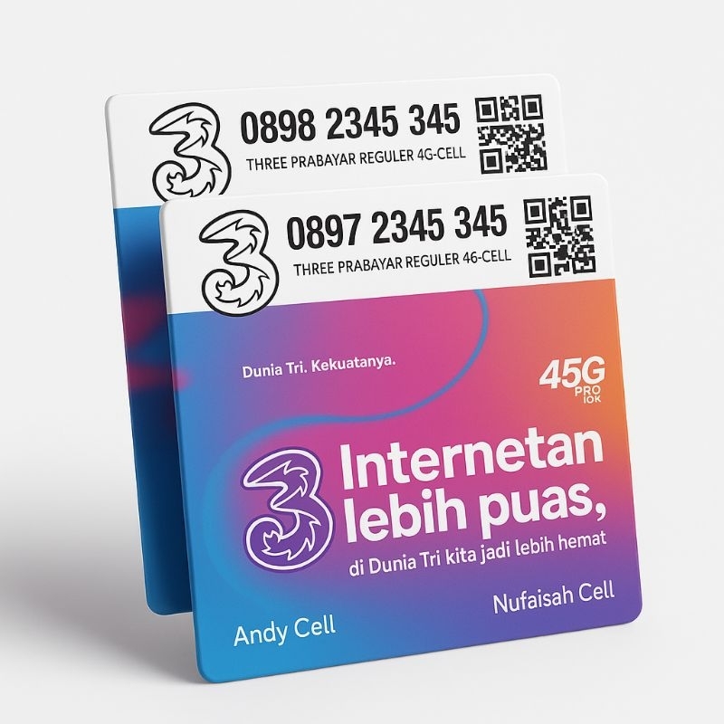 nomor cantik tri 11 digit double triple/nomor cantik tri prabayar/nomor cantik three murah