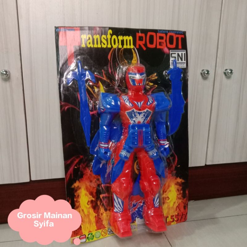 Mainan Transform ROBOT DT5577 Ukuran Besar Nyala Lampu Suara & Baterai