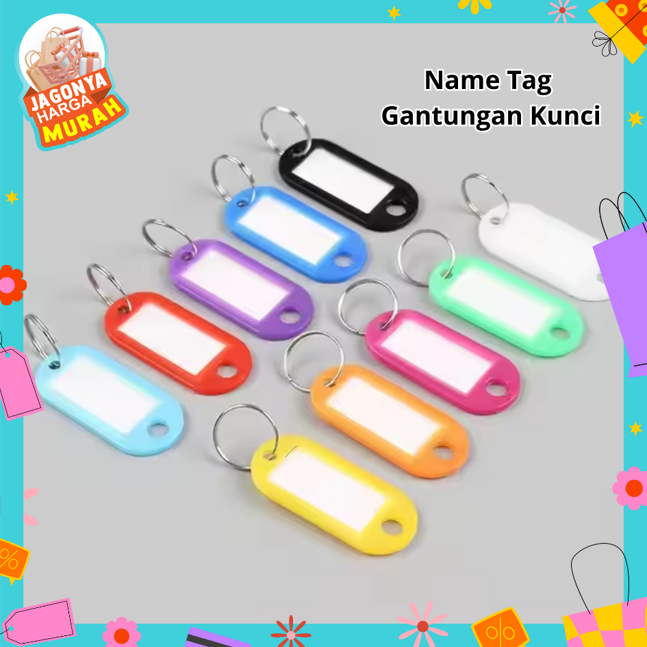 

JHM Name Tag Gantungan Kunci Warna-Warni Label Nama Plastik Keychan Ring Name tag Ganci Colors