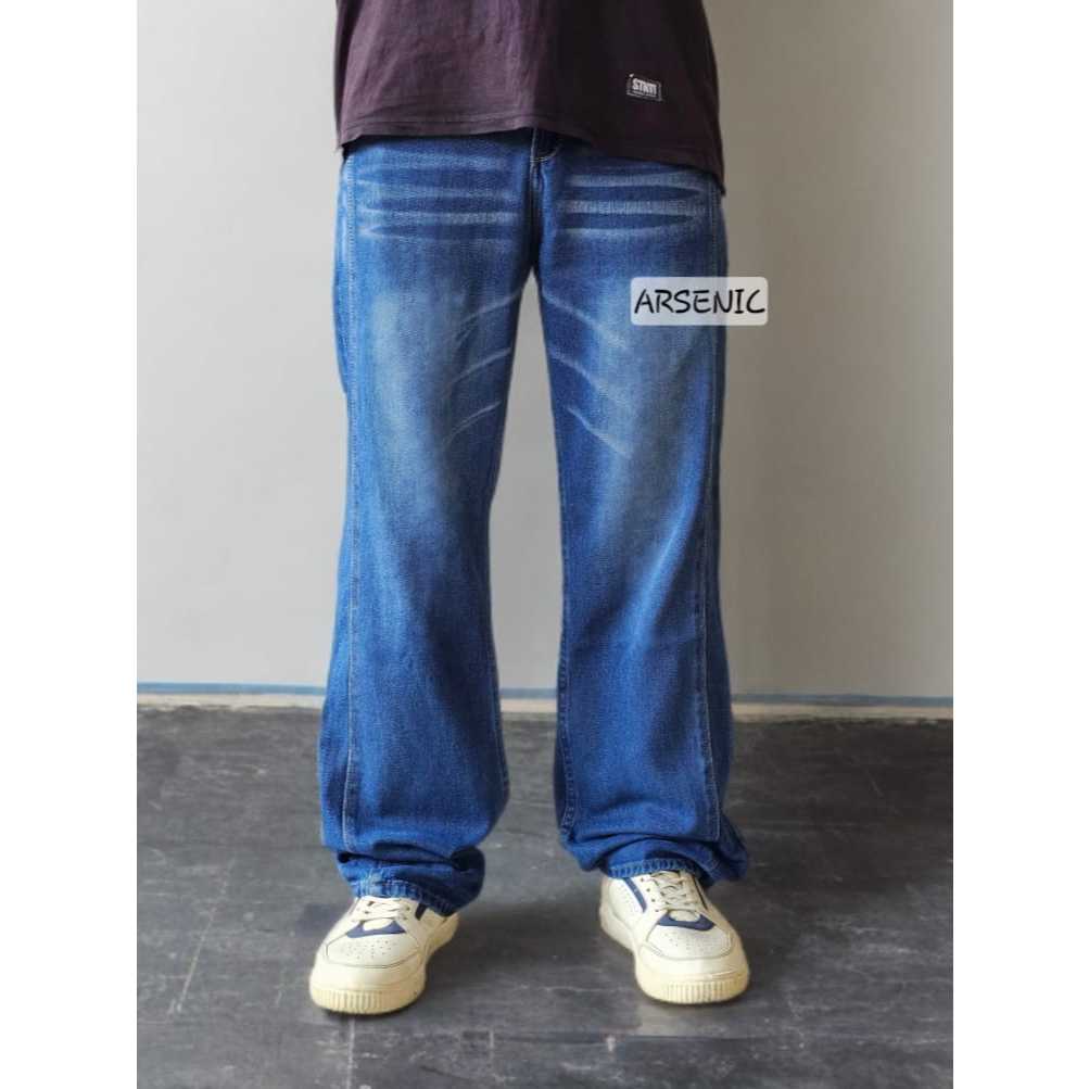 ARSENIC Oversize Baggy Loose Jeans Pria MODEL TULANG