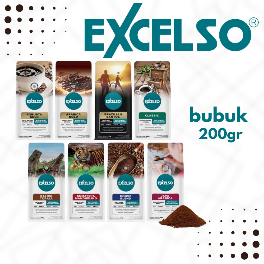 

Kopi Excelso Bubuk Kemasan 200gr Ground Coffee