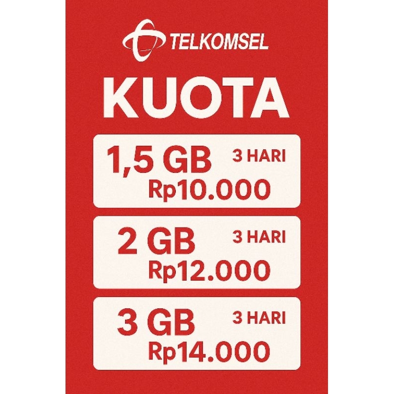 Voucher Kuota Data Telkomsel harian,mingguan,bulanan Murah promo.