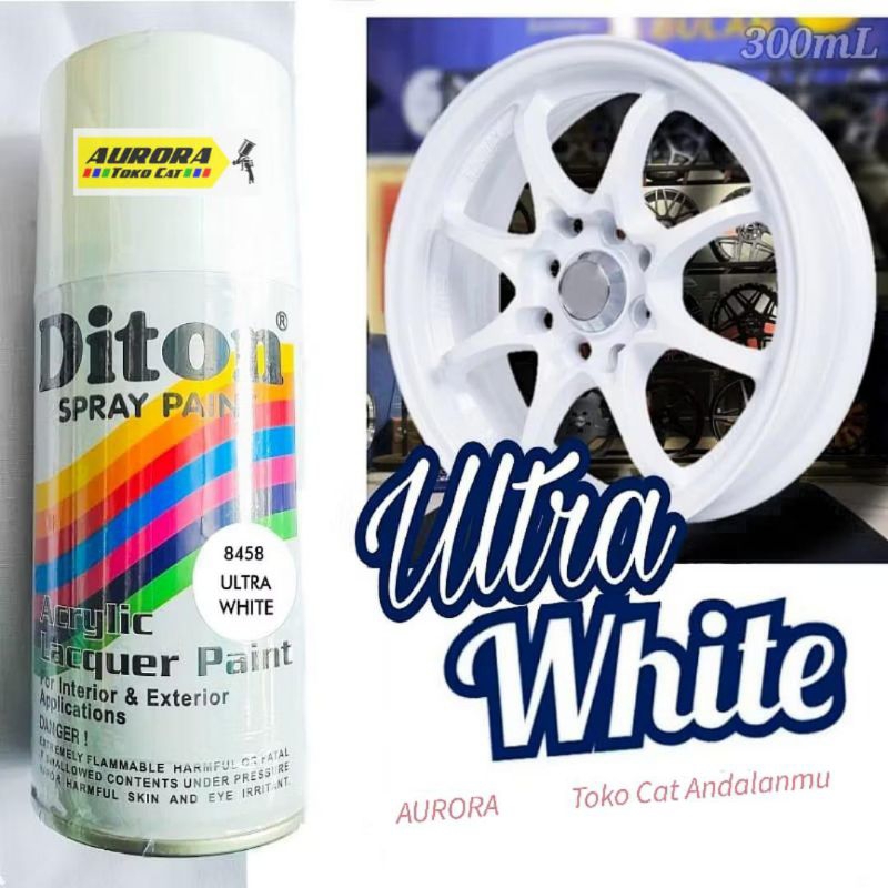 Diton 8458 Ultra White 300ml Super White Putih Solid cat semprot motor mobil sepeda pilok pilox pylo