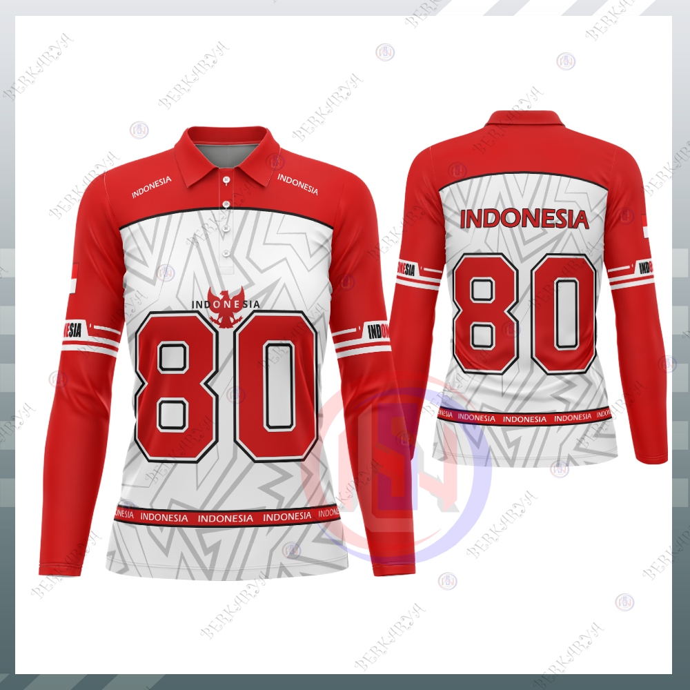 Kaos Polo Wanita Baju Jersey 17 Agustus 2025 Baju Merah Putih Indonesia Fullprint Kaos 17 Agustus