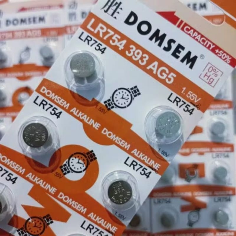 BATERAI DOMSEM LR754 393 AG5 ALKALINE 1,55V BATERAI ALAT BANTU DENGAR
