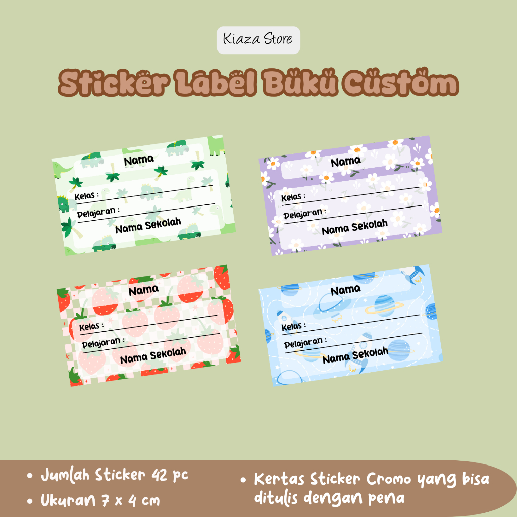 

Stiker Label Nama Buku Anak Sekolah Custom Sticker Desain Lucu & Unik