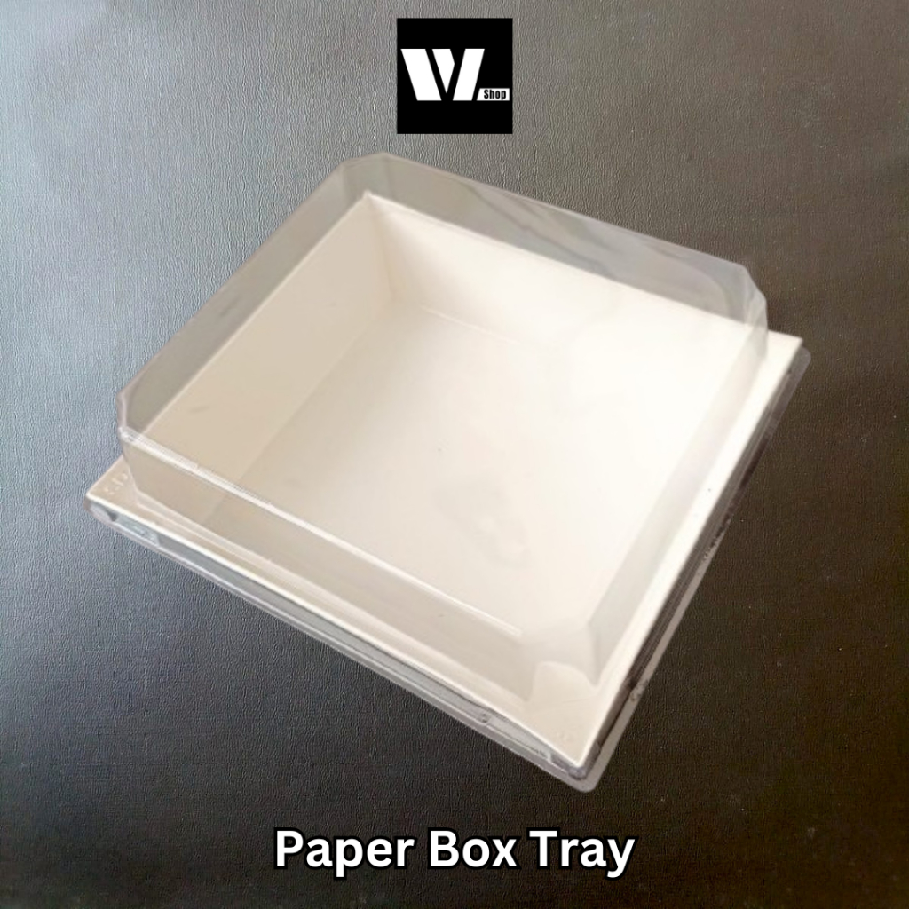 Paper Box Tray Burger / Kotak Makan Kertas / Kotak Kertas Kue / Kotak Sandwich Roti Warna Putih