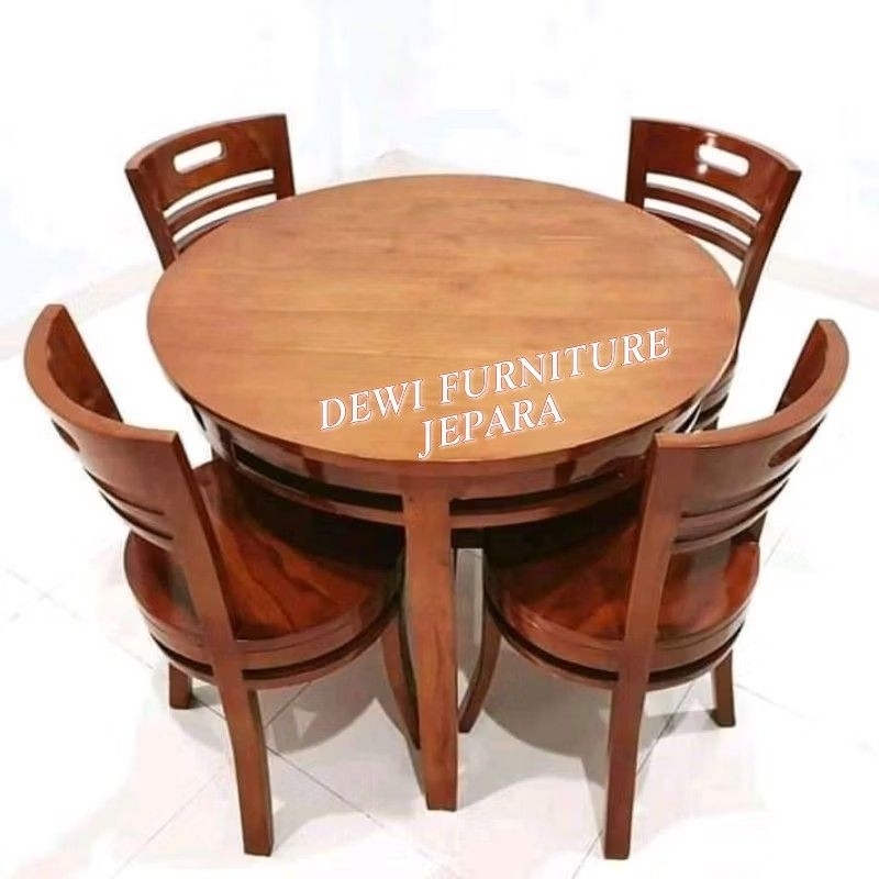 Meja makan bundar meja makan jati