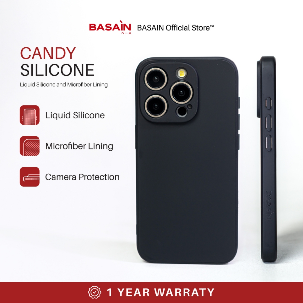 BASAIN Casing iPhone 12/Mini/Pro/Max Candy Silicone Case - Black