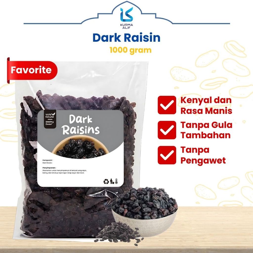 

Kismis Hitam 1 Kg Original Dried Fruit Dark Raisin