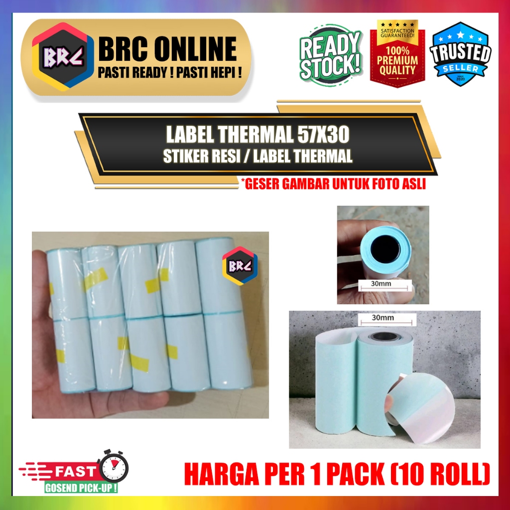

[1 PACK] Kertas Label Stiker Thermal 57X30 58X30 Resi Online Shop Mini Printer Bluetooth 57MM 58MM