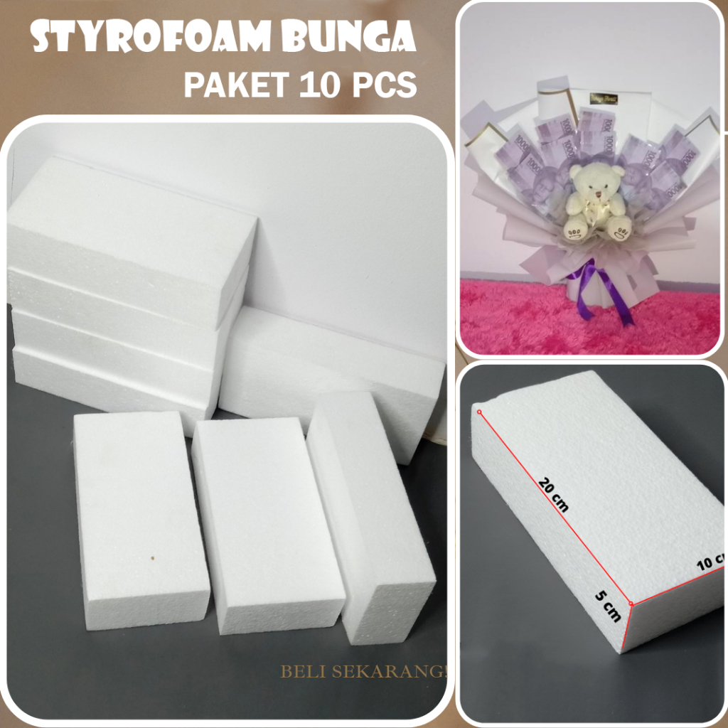 PAKET ISI 10 PCS Busa bunga / Oasis busa bunga Styrofoam/ Oasis buket / Dekorasi Pelaminan