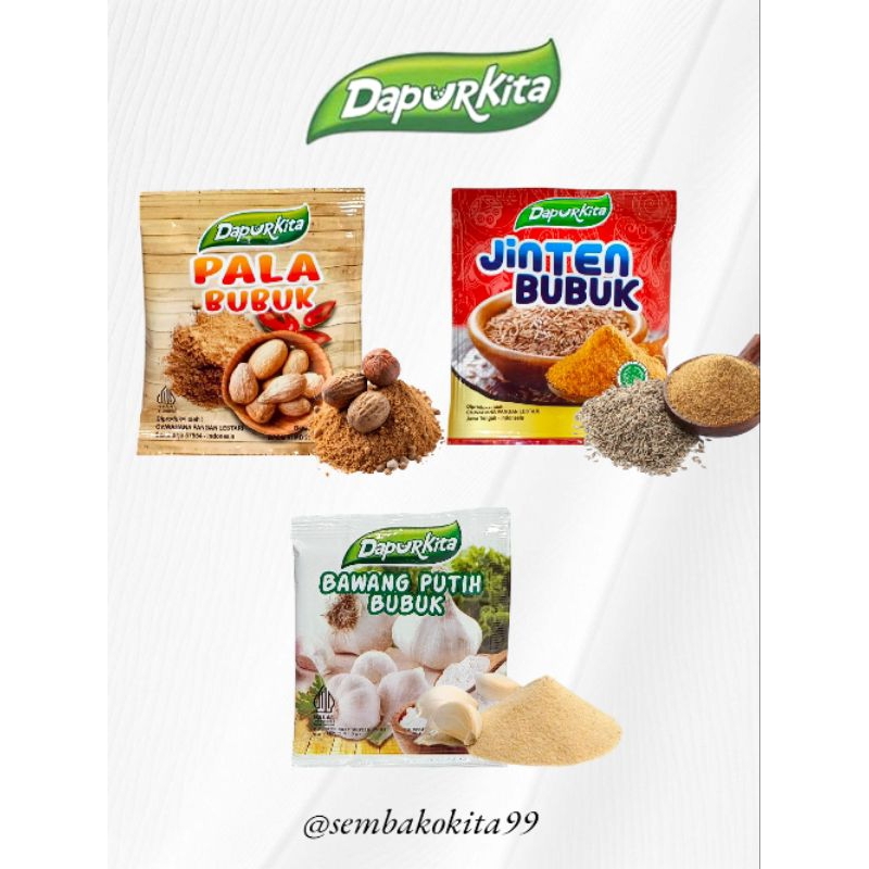 

DapurKita Pala Bubuk Jinten Bubuk & Bawang Putih Bubuk 1 Renteng isi 12 Sachet