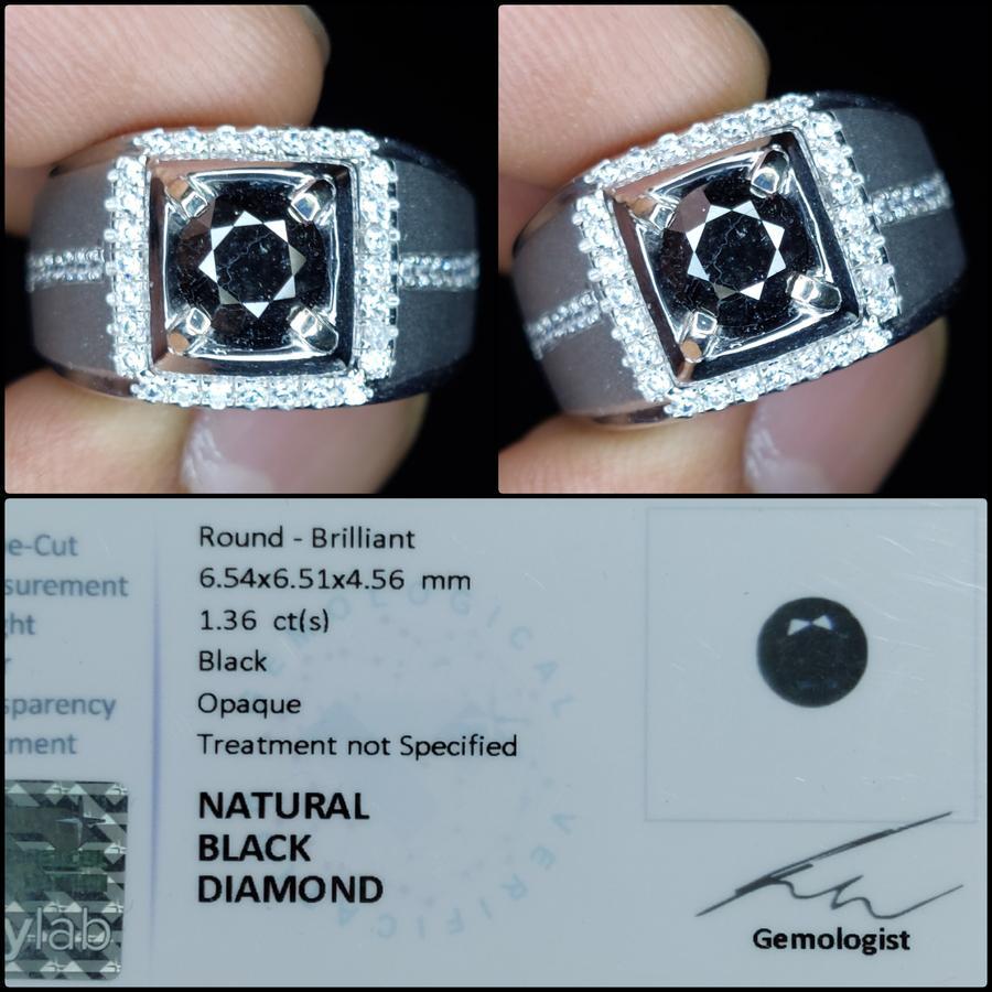 Natural Black Diamond Gems Jewelry Batu Permata Berlian Hitam Asli Round Brillian Cutt Sertifikat