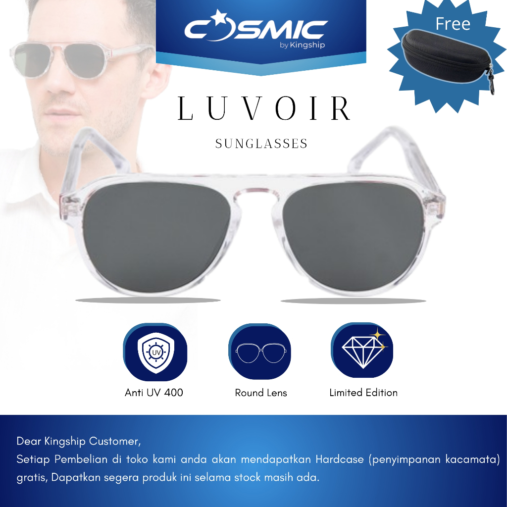 Kingship Luvoir Kacamata Pria Wanita Antiradiasi Fashion Sunglasses Bahan Premium