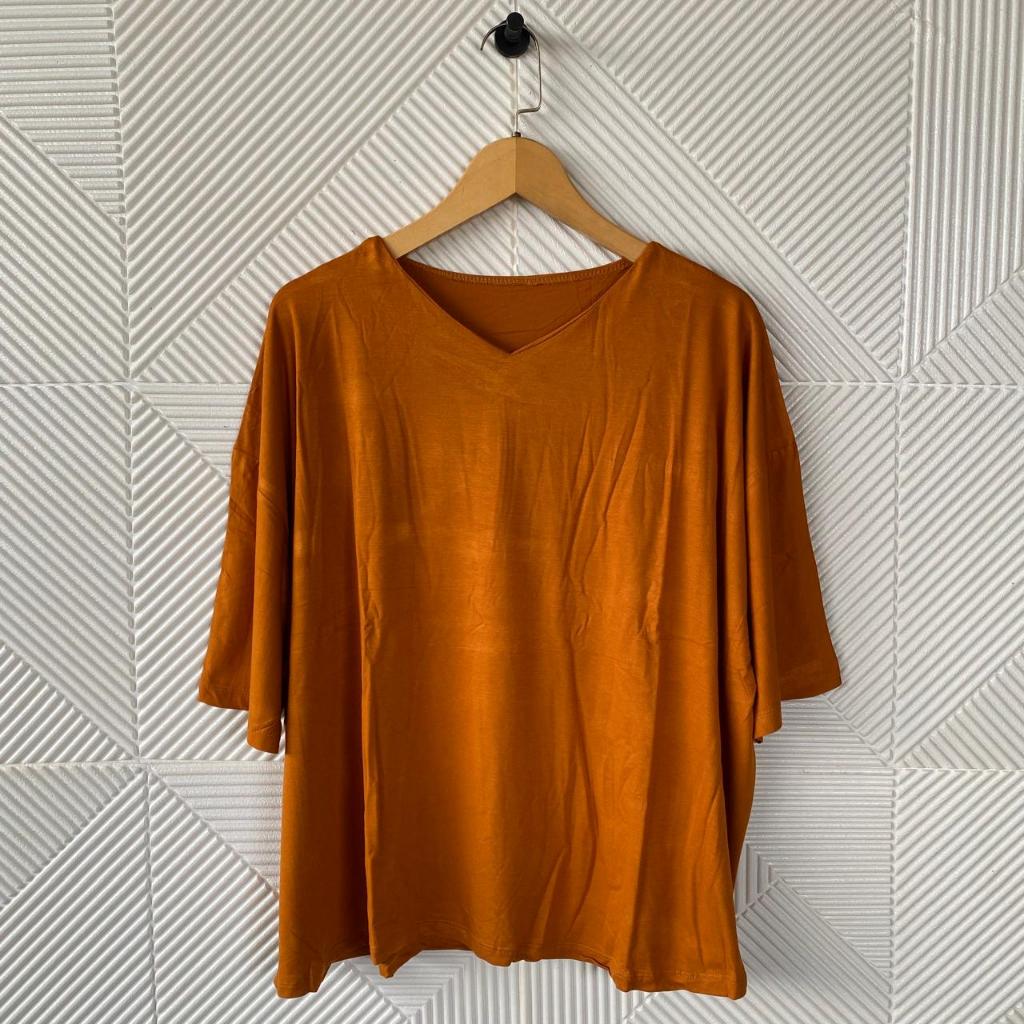 Atasan Kaos Jumbo Big Size LD 140 / Kaos Vneck Wanita Oversize / Pakaian Wanita / Blouse Super Jumbo
