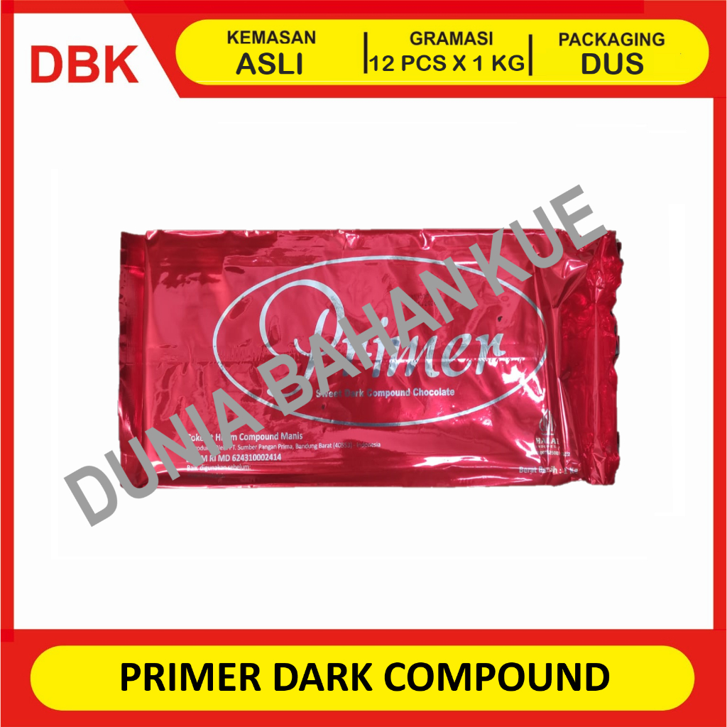 

PRIMER DARK CHOCOLATE COMPOUND 1 KG - 1 DUS 12 PCS / COKELAT BATANG PRIMER COKLAT