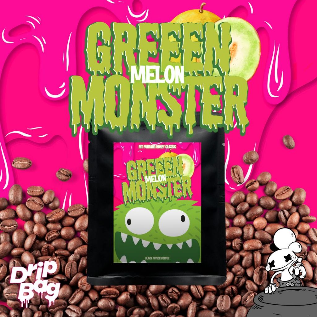 

Green Melon Monster 1/3pcs Drip Bag Coffee instant filter kopi Bubuk By Black Potion Roastery
