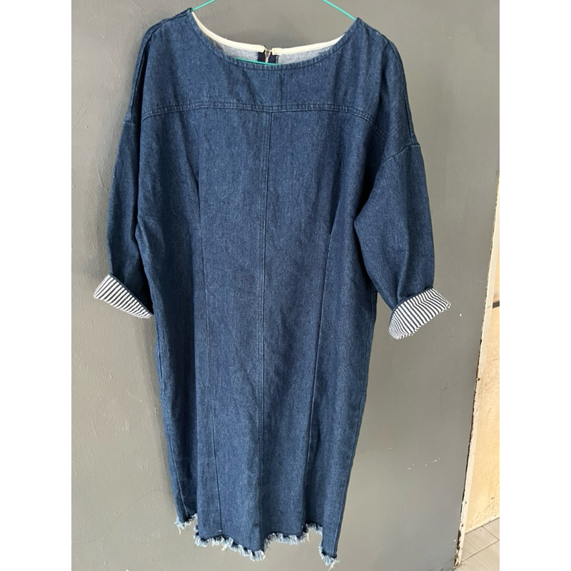 PL Blouse Tunik Jeans Tebal Rawis