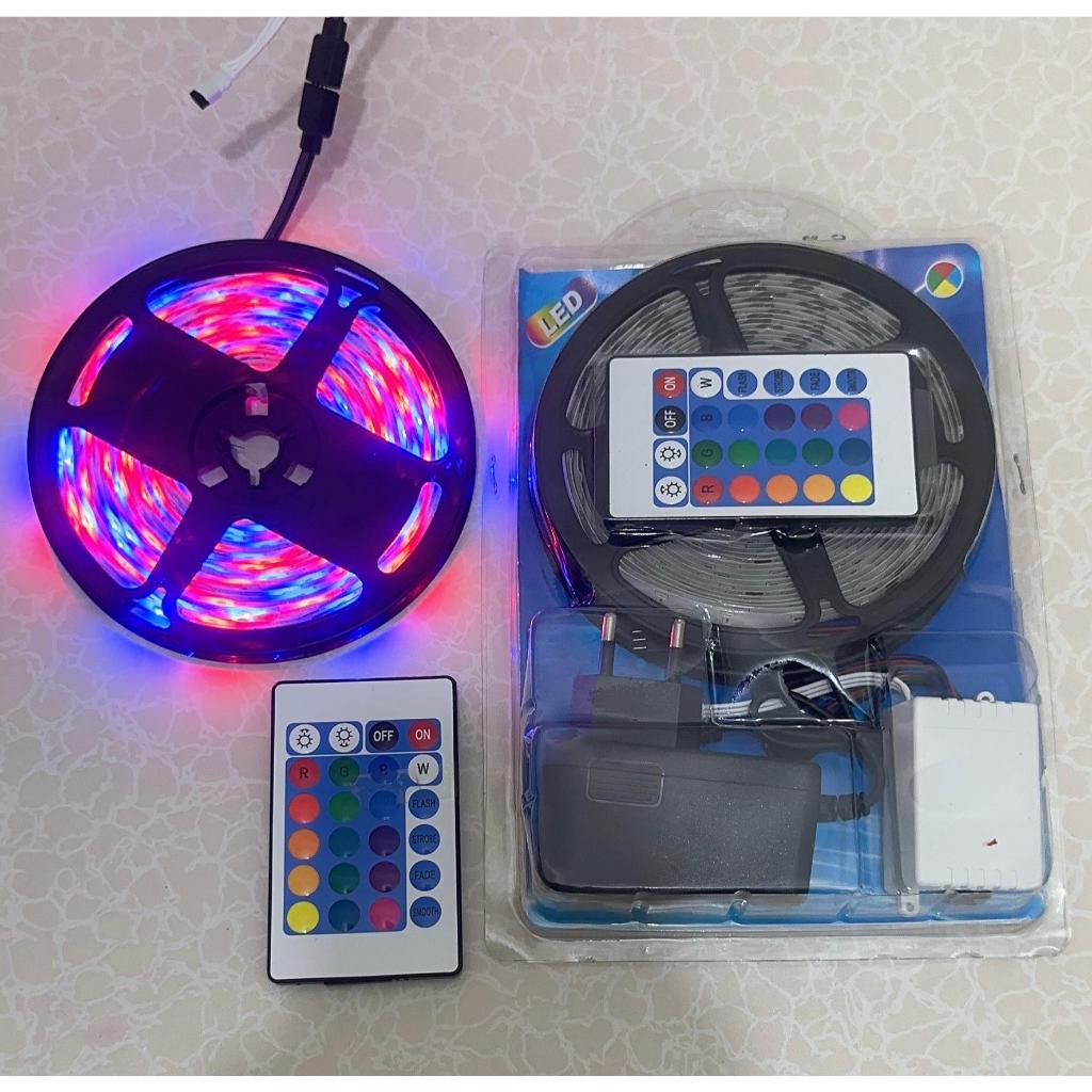 { Omg } Lampu Led Strip Rgb Waterproof Warna Warni + Adaptor + Remote / Lampu Led Strip Rgb Warna