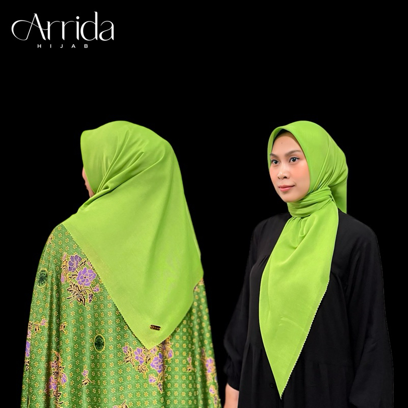 NEW Voal Hijau Cerah 110x110 Premium Logo ( FREE POUCH ) / Segiempat Hijau Stabilo / Voal Hijau Stab