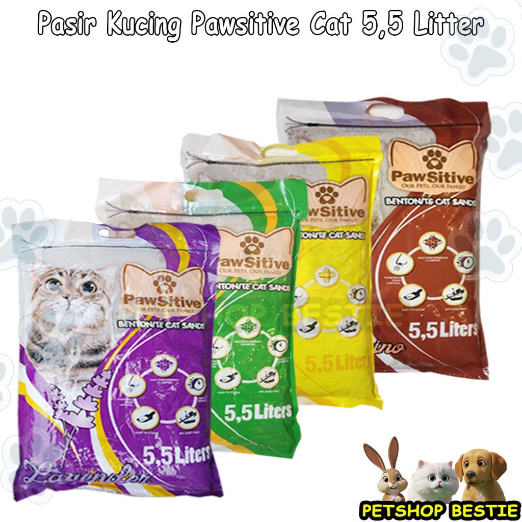 Pasir Kucing Pawsitive 5,5 Liter - Pasir kucing Gumpal wangi - Pasir Gumpal Pawsitive 5.5 L - Pasir 