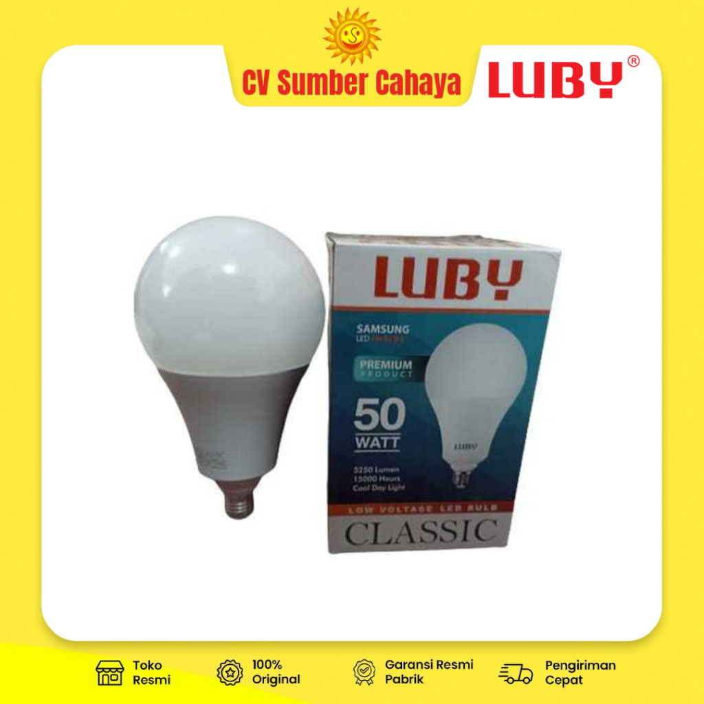 Luby Classic 50w Lampu Bohlam LED 50 Watt Bulb PUTIH