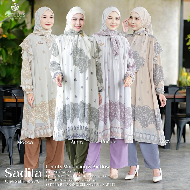 Setulus Signature - Sadita One Set LD 120 Ceruty Furing Mix Airflow Setelan Tunik Setelan Jumbo Sete