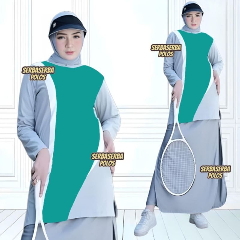 Setelan Olahraga Muslimah / Seragam Olahraga Syar'i / Setelan Rok Celana Wanita / Rocela