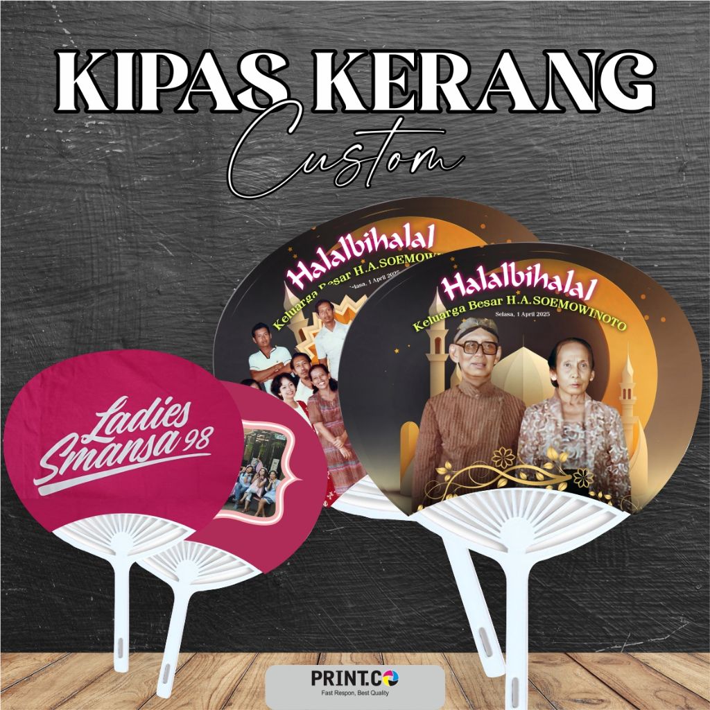 Kipas Kerang Custom 2 sisi Bikin Ekspres Bisa / Kipas Kerang Custom / Kipas Custom / Kipas Souvenir 