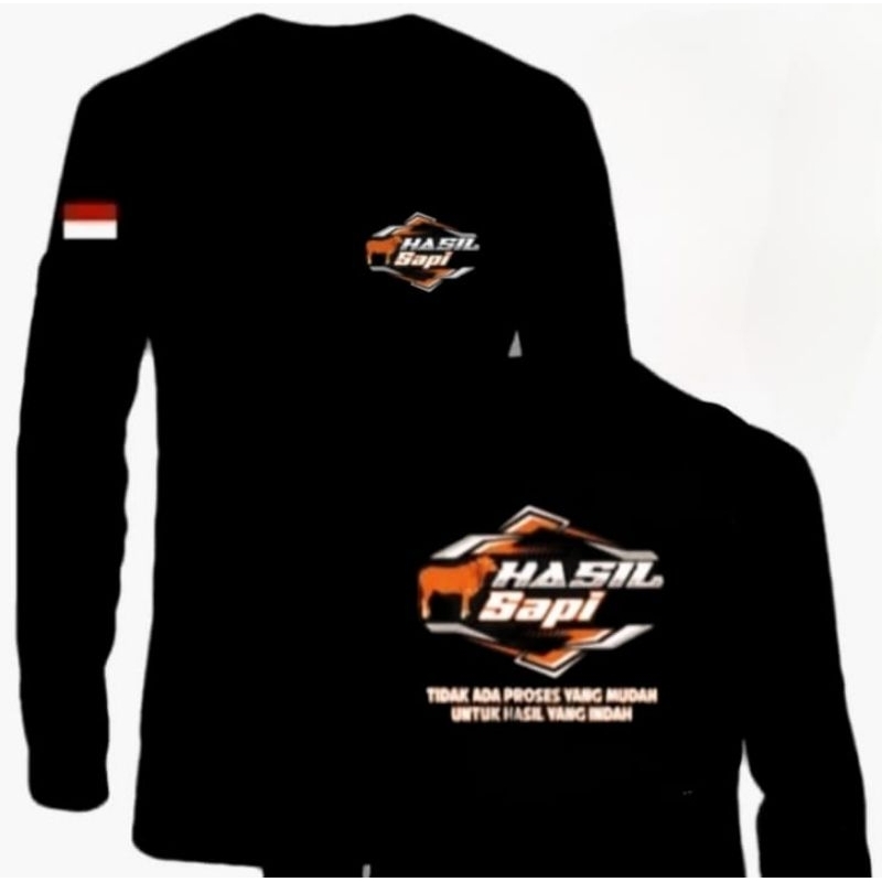 KAOS HASIL SAPI LENGAN PANJANG – Baju Peternak Keren – Kaos Ternak Sapi Unik – Hitam