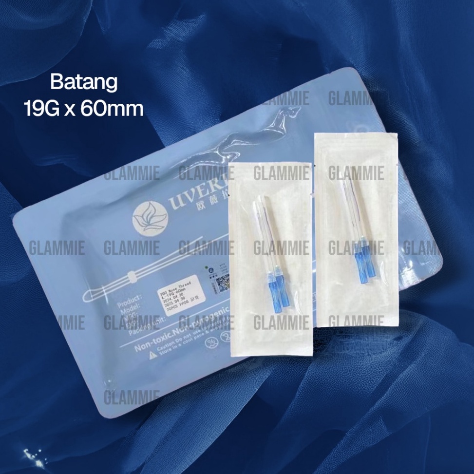 KODE C73B Ecer isi 2 Benang Uverla Benang Hidung Cuping PDO PCL 19G x 6MM 38MM