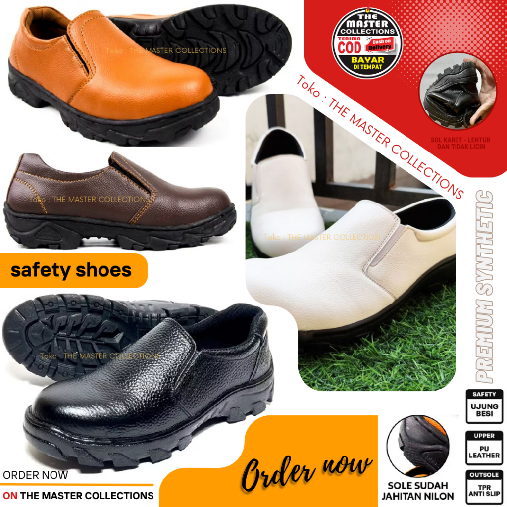 Sepatu Safety king kerja kitchen dapur hotel kulit omega impor murah ujung besi Sepatu Safety Boot O