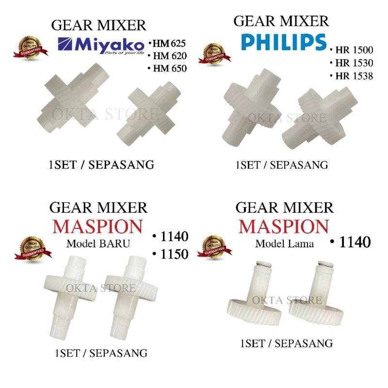 GEAR GIGI MIXER ORIGINAL MIYAKO PHILIPS MASPION TIPE BARU LAMA SEPASANG