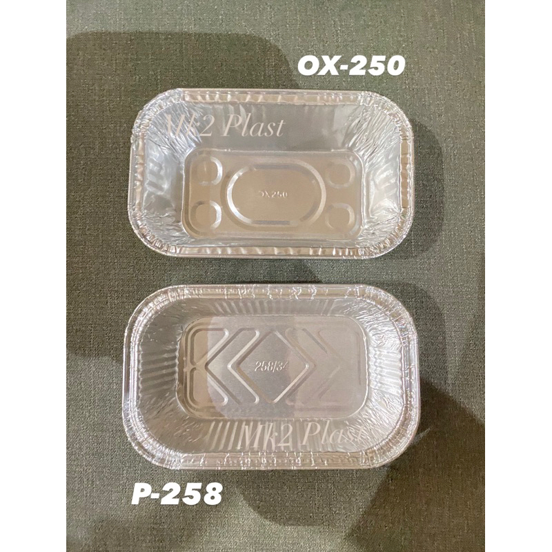 Aluminium Foil Tray OX-250 + Tutup / Tray P-258 + tutup/ Wadah Aluminium foil Tray Ox-250 isi 100pcs