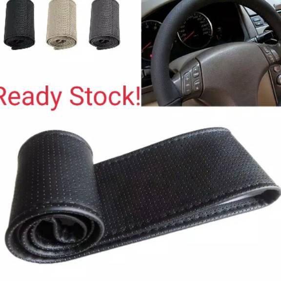 Cover StirSarung Stir Bahan Kulit dengan Benang Jahit untuk Mobil