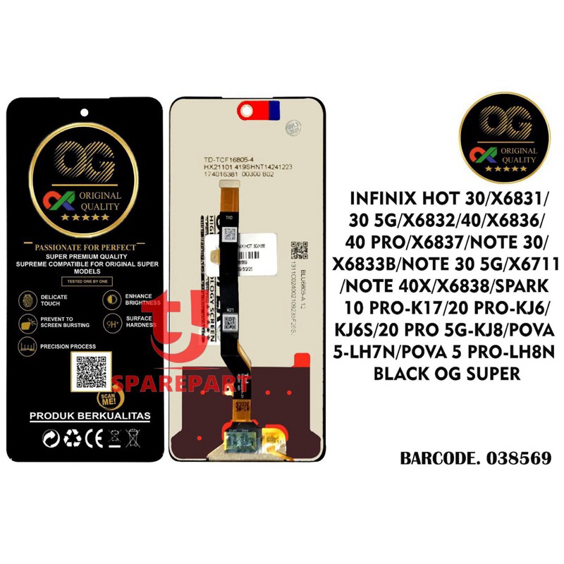 LCD TOUCHSCREEN INFINIX HOT 30 / X6831 / HOT 30 5G / X6832 / HOT 40 / X6836 / HOT 40 PRO / X6837 / N